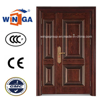 3D Design Couleur brune Sécurité extérieure Steel Metal Door (W-SZ-05)